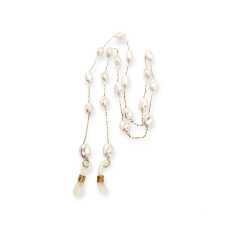 glasschain with big pearl gold